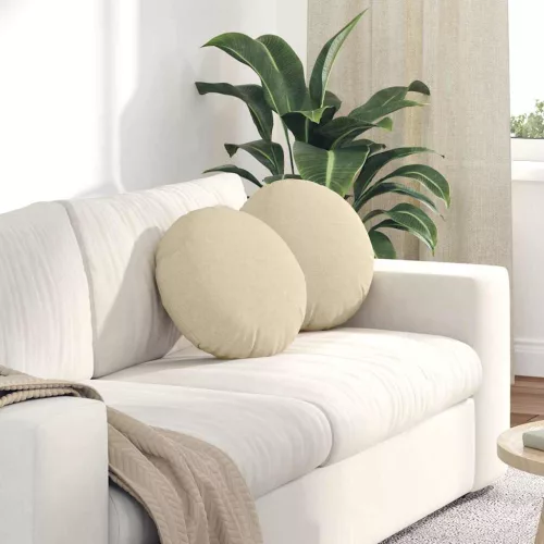 vidaXL Ülőpárnák 2 pcs Krém Ø40 x 13 cm szövet