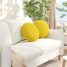   vidaXL Ülőpárnák 2 pcs Világos sárga Ø40 x 13 cm szövet