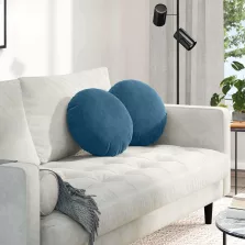 vidaXL Ülőpárnák 2 pcs Kék Ø 40 x 13 cm Bársony
