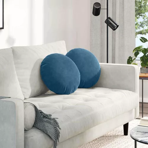 vidaXL Ülőpárnák 2 pcs Kék Ø 40 x 13 cm Bársony