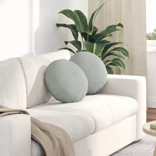 vidaXL Ülőpárnák 2 pcs Világosszürke Ø 40 x 13 cm Bársony