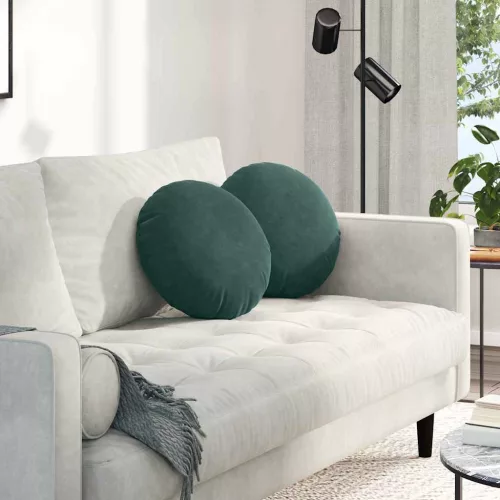 vidaXL Ülőpárnák 2 pcs Sötétzöld Ø 40 x 13 cm Bársony