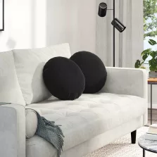 vidaXL Ülőpárnák 2 pcs Fekete Ø 40 x 13 cm Bársony