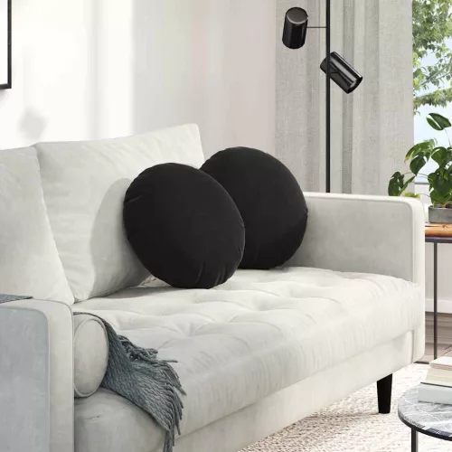 vidaXL Ülőpárnák 2 pcs Fekete Ø 40 x 13 cm Bársony