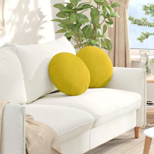 vidaXL Ülőpárnák 2 pcs Sárga Ø 40 x 13 cm Bársony