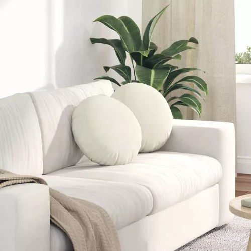 vidaXL Ülőpárnák 2 pcs Krém Ø 40 x 13 cm Bársony