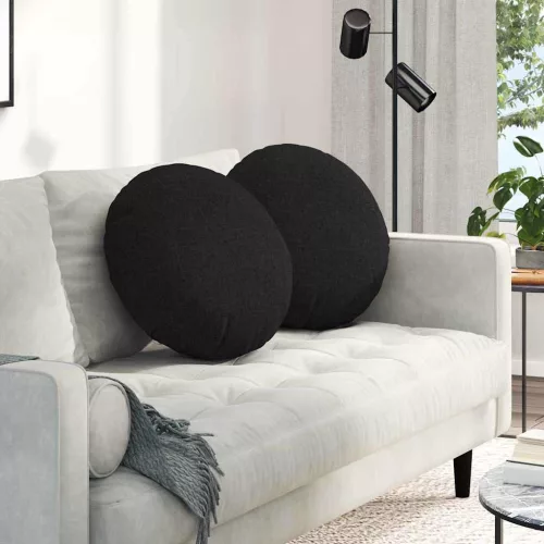 vidaXL Ülőpárnák 2 pcs Fekete Ø50 x 19 cm szövet