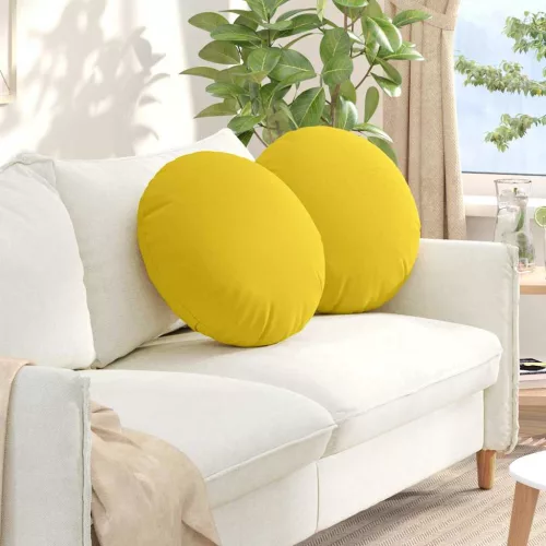 vidaXL Ülőpárnák 2 pcs Világos sárga Ø50 x 19 cm szövet