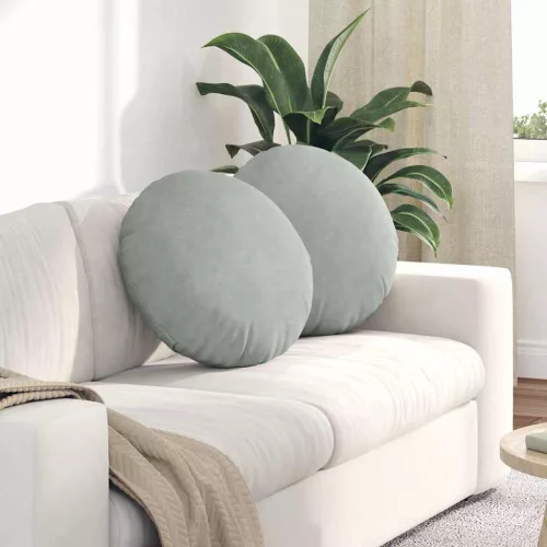 vidaXL Ülőpárnák 2 pcs Világosszürke Ø 40 x 13 cm Bársony