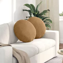 vidaXL Ülőpárnák 2 pcs Barna Ø50 x 19 cm Bársony