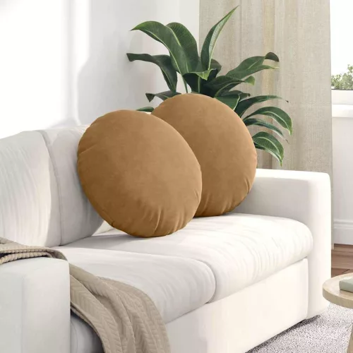 vidaXL Ülőpárnák 2 pcs Barna Ø50 x 19 cm Bársony