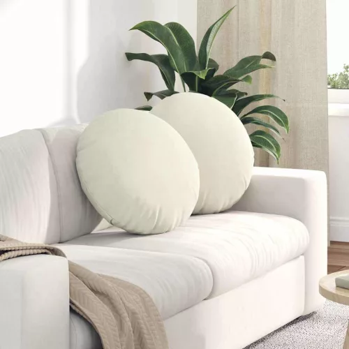 vidaXL Ülőpárnák 2 pcs Krém Ø 40 x 13 cm Bársony