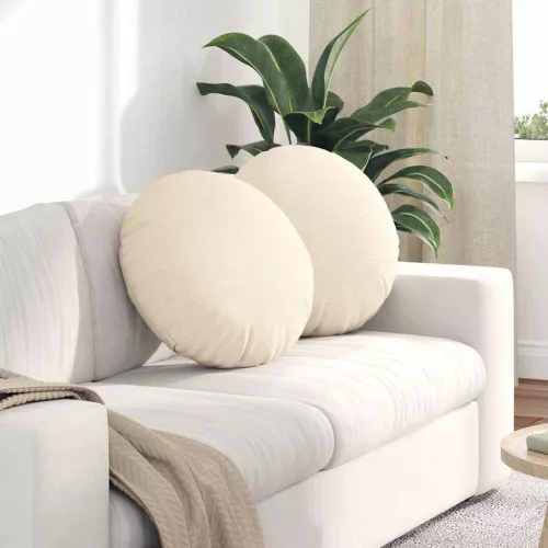 vidaXL Ülőpárnák 2 pcs Krém Ø 50 cm Bársonyos szövet