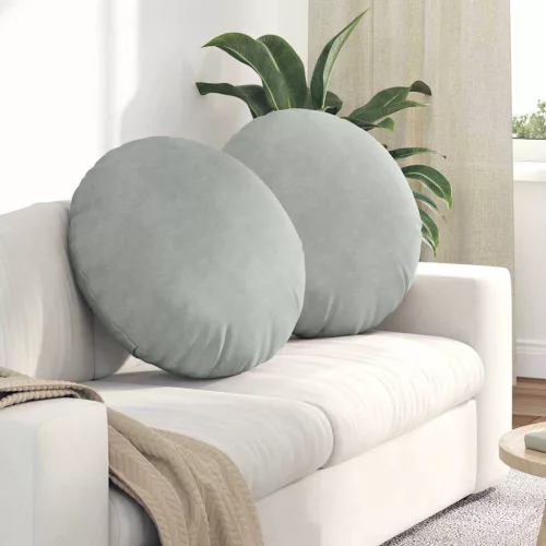 vidaXL Ülőpárnák 2 pcs Világosszürke Ø 40 x 13 cm Bársony