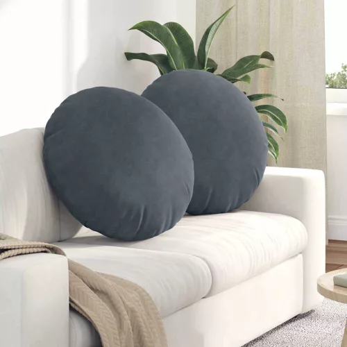 vidaXL Ülőpárnák 2 pcs Sötétszürke Ø 40 x 13 cm Bársony