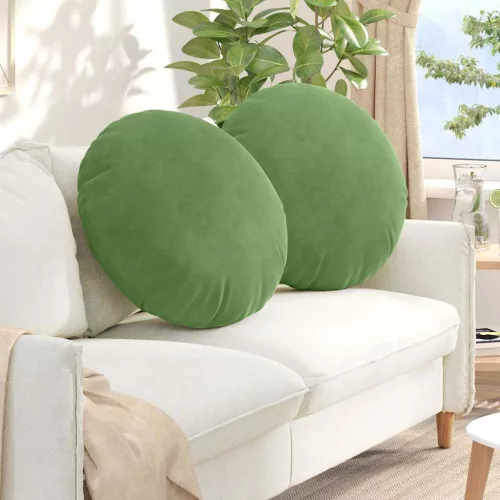 vidaXL Ülőpárnák 2 pcs Világos zöld Ø 40 x 13 cm Bársony