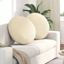 vidaXL Ülőpárnák 2 pcs Krém Ø 60 cm Bársonyos szövet