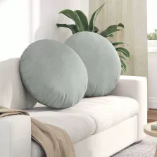   vidaXL Ülőpárnák 2 pcs Világosszürke Ø 40 x 13 cm Bársony