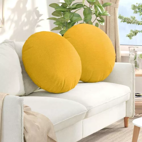 vidaXL Ülőpárnák 2 pcs Világos sárga Ø 80 cm Bársonyos szövet