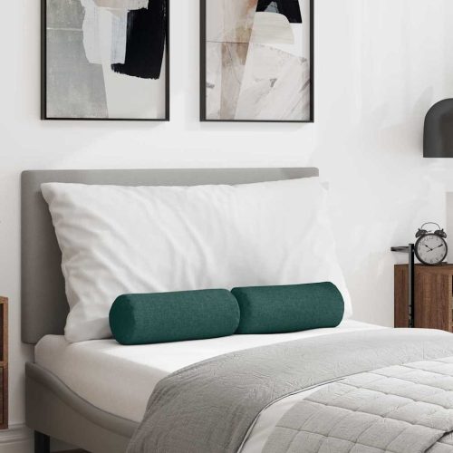 vidaXL Hengerpárnák 2 pcs Sötétzöld Ø 15 x 40 cm szövet