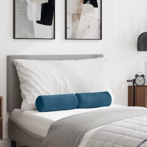 vidaXL Hengerpárnák 2 pcs Kék Ø 15 x 40 cm Bársonyos szövet