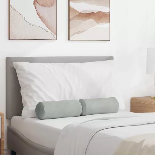 vidaXL Hengerpárnák 2 pcs Világosszürke Ø 15 x 40 cm Bársonyos szövet