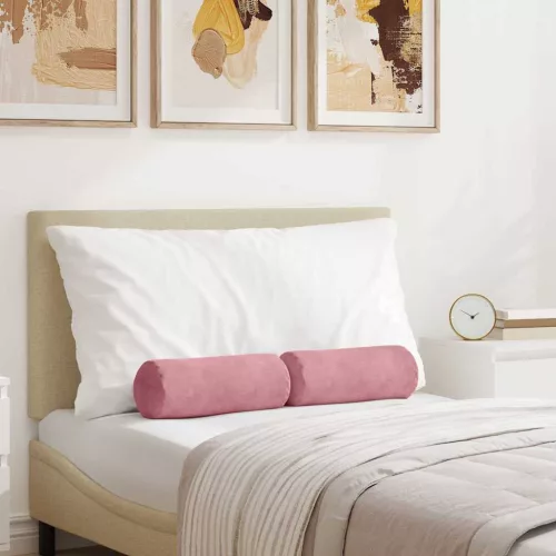 vidaXL Hengerpárnák 2 pcs Rózsaszín Ø 15 x 40 cm Bársonyos szövet