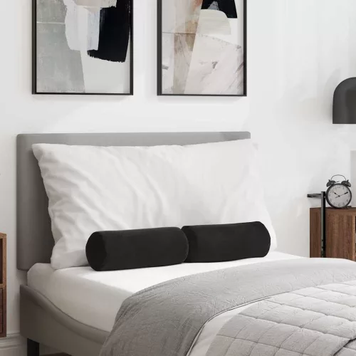 vidaXL Hengerpárnák 2 pcs Fekete Ø 15 x 40 cm Bársonyos szövet