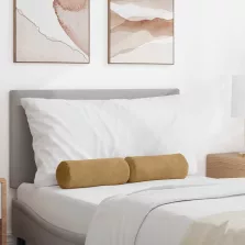   vidaXL Hengerpárnák 2 pcs Barna Ø 15 x 40 cm Bársonyos szövet