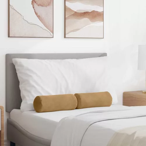 vidaXL Hengerpárnák 2 pcs Barna Ø 15 x 40 cm Bársonyos szövet