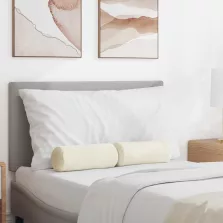   vidaXL Hengerpárnák 2 pcs Krém Ø 15 x 40 cm Bársonyos szövet