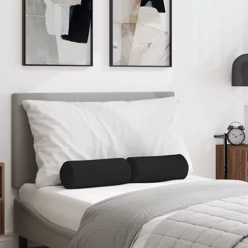 vidaXL Hengerpárnák 2 pcs Fekete Ø 15 x 40 cm Mikroszálas Szövet
