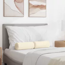   vidaXL Hengerpárnák 2 pcs Krém Ø 15 x 40 cm Bársonyos szövet