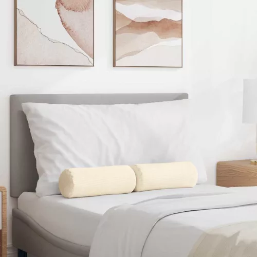 vidaXL Hengerpárnák 2 pcs Krém Ø 15 x 40 cm Bársonyos szövet