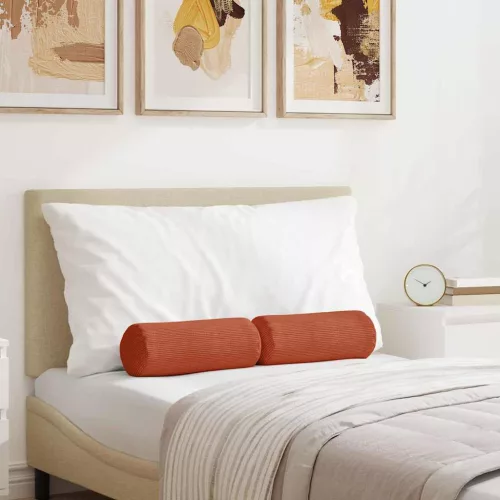 vidaXL Hengerpárnák 2 pcs Piros Narancs Ø 15 x 40 cm Bársonyos szövet