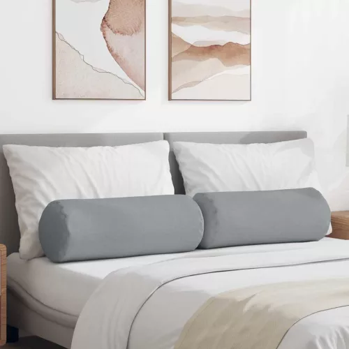 vidaXL Hengerpárnák 2 pcs Világosszürke Ø 25 x 70 cm szövet