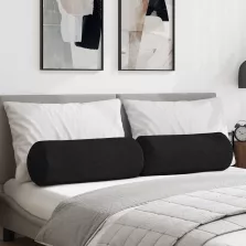 vidaXL Hengerpárnák 2 pcs Fekete Ø 25 x 70 cm szövet