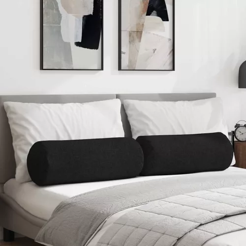 vidaXL Hengerpárnák 2 pcs Fekete Ø 25 x 70 cm szövet