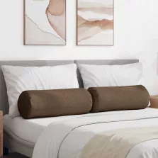 vidaXL Hengerpárnák 2 pcs Barna Ø 25 x 70 cm szövet