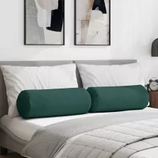   vidaXL Hengerpárnák 2 pcs Sötétzöld Ø 25 x 70 cm szövet