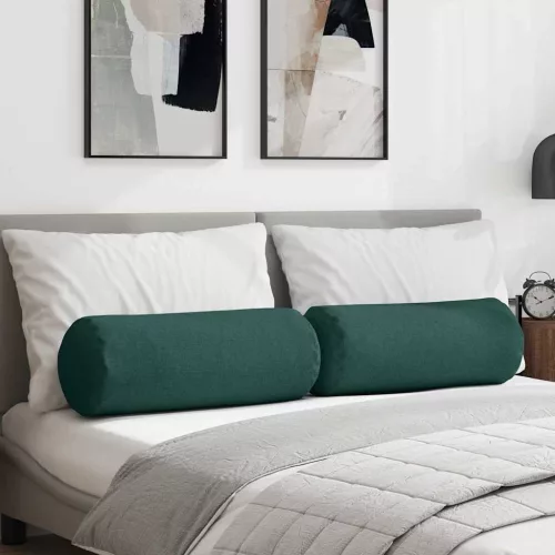 vidaXL Hengerpárnák 2 pcs Sötétzöld Ø 25 x 70 cm szövet