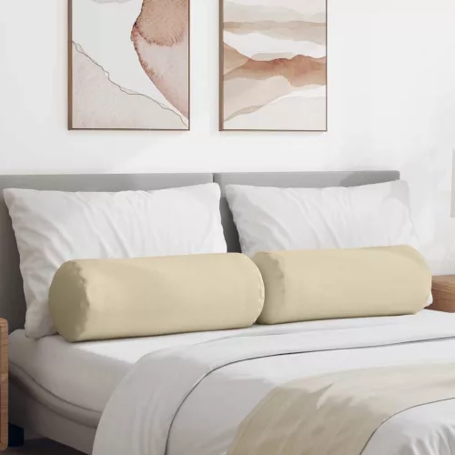 vidaXL Hengerpárnák 2 pcs Krém Ø 25 x 70 cm szövet