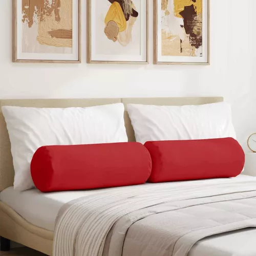 vidaXL Hengerpárnák 2 pcs Piros Ø 25 x 70 cm szövet