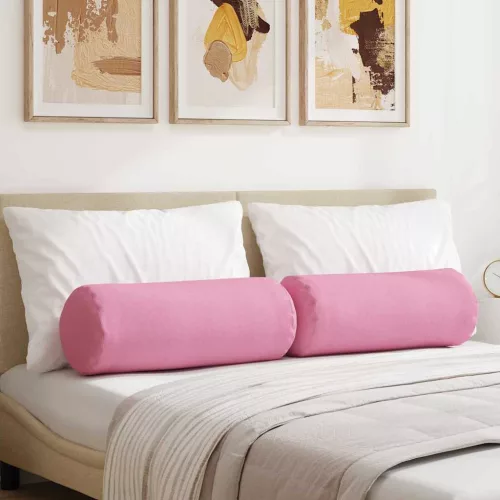vidaXL Hengerpárnák 2 pcs Rózsaszín Ø 25 x 70 cm szövet
