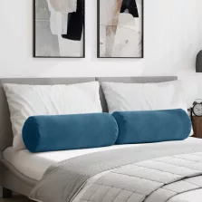   vidaXL Hengerpárnák 2 pcs Kék Ø 25 x 70 cm Bársonyos szövet