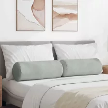   vidaXL Hengerpárnák 2 pcs Világosszürke Ø 25 x 70 cm Bársonyos szövet
