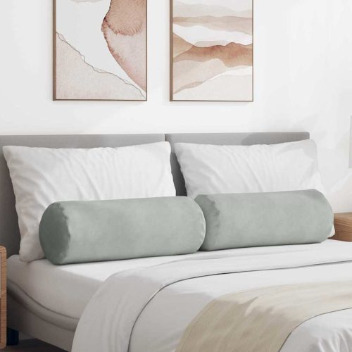 vidaXL Hengerpárnák 2 pcs Világosszürke Ø 25 x 70 cm Bársonyos szövet