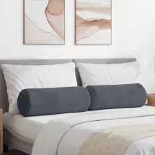   vidaXL Hengerpárnák 2 pcs Sötétszürke Ø 25 x 70 cm Bársonyos szövet