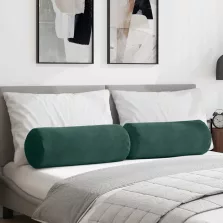   vidaXL Hengerpárnák 2 pcs Sötétzöld Ø 25 x 70 cm Bársonyos szövet