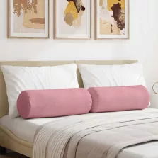   vidaXL Hengerpárnák 2 pcs Rózsaszín Ø 25 x 70 cm Bársonyos szövet